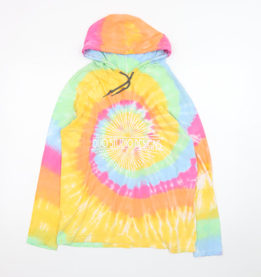 Dyenomite Men’s Multicoloured Tie-Dye Pullover Hoodie Size S