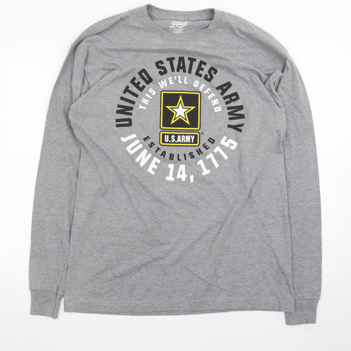 Blue 84 Men's Grey U.S. Army Long Sleeve Graphic T-Shirt Size L