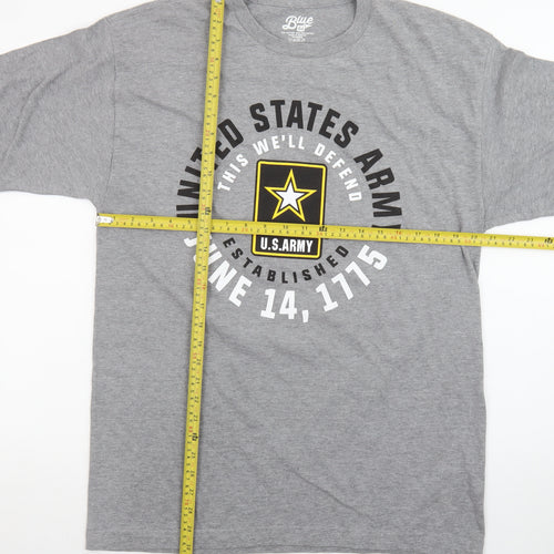 Blue 84 Men's Grey U.S. Army Long Sleeve Graphic T-Shirt Size L