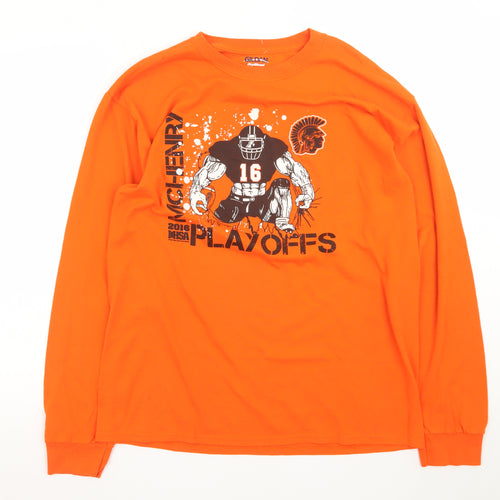 Gildan Men’s Orange Long Sleeve McHenry Playoffs Graphic T-Shirt L