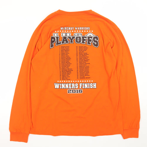 Gildan Men’s Orange Long Sleeve McHenry Playoffs Graphic T-Shirt L