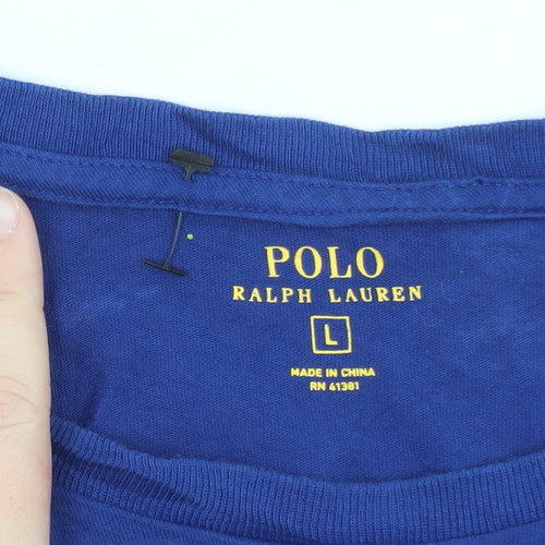 Polo Ralph Lauren Men's Blue Long Sleeve Crew Neck Cotton T-Shirt Size L