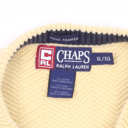Chaps Ralph Lauren Men's Yellow XL Cotton Crew Neck Jumper