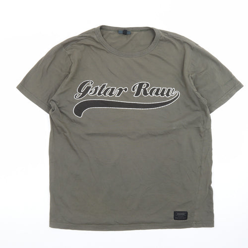 G-Star Men Green Graphic Print Crew Neck Short Sleeve T-Shirt L