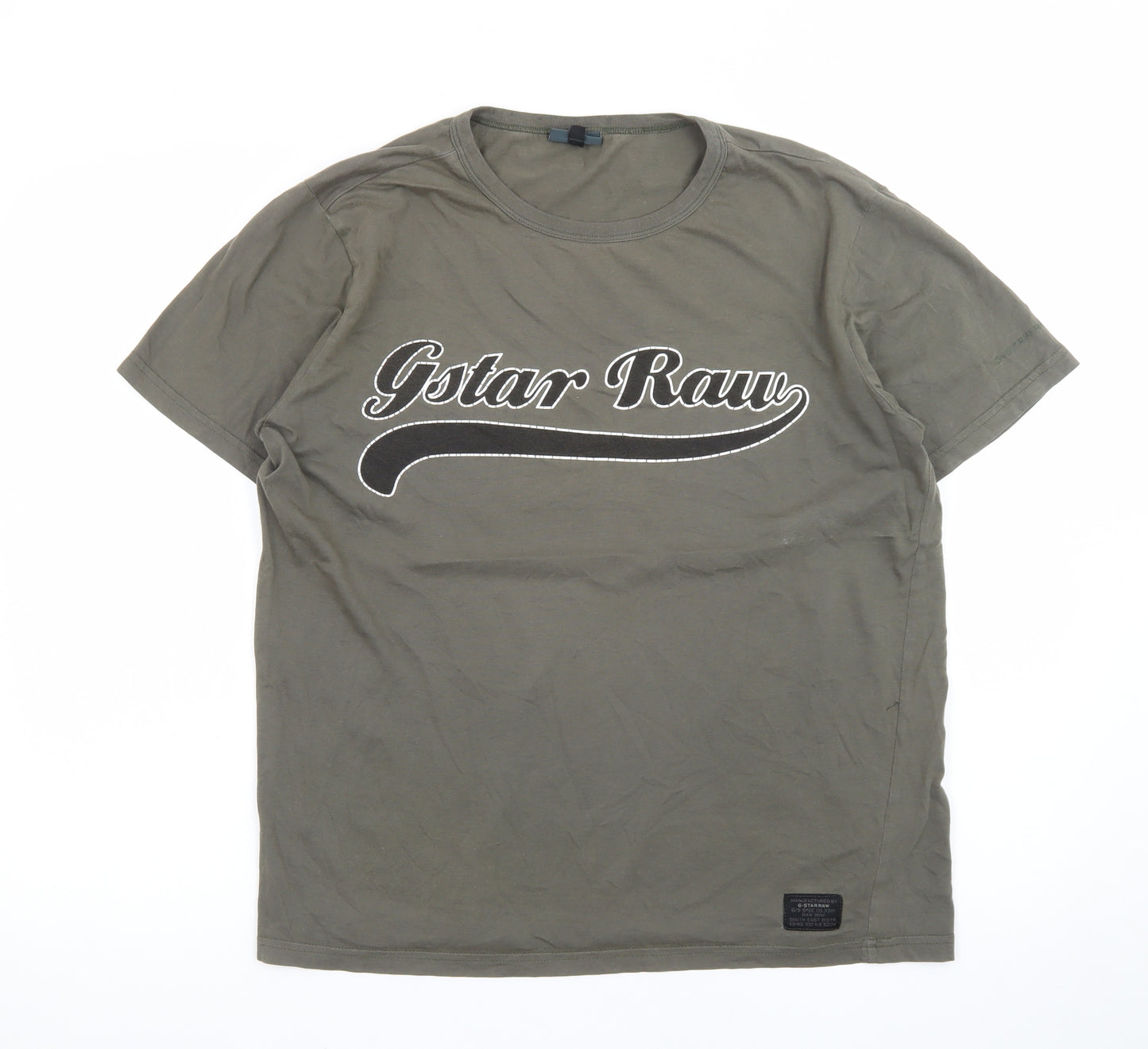 G-Star Men Green Graphic Print Crew Neck Short Sleeve T-Shirt L