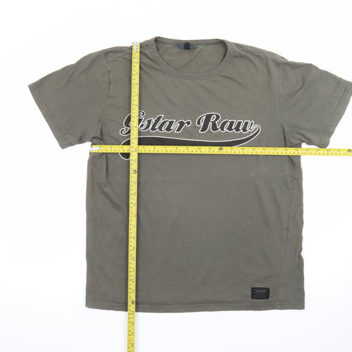 G-Star Men Green Graphic Print Crew Neck Short Sleeve T-Shirt L