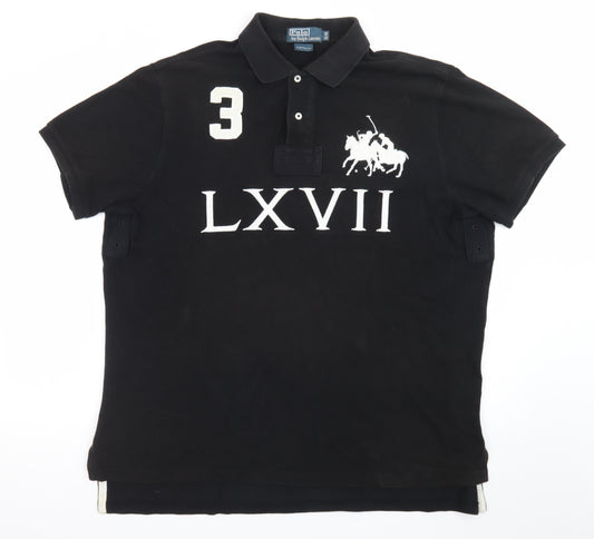 Ralph Lauren Men's Black XL Custom Fit Polo Shirt LXVII Design