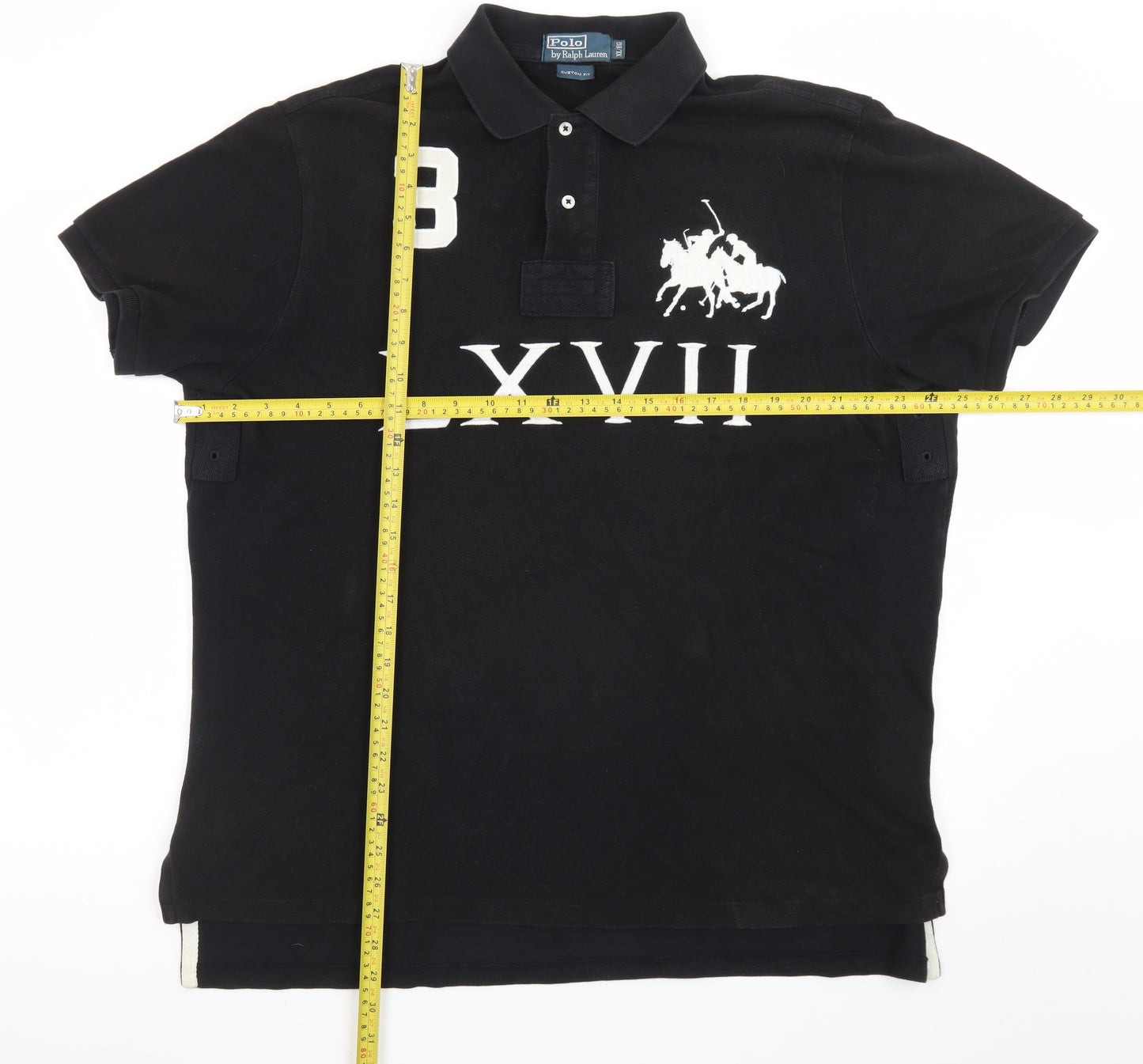 Ralph Lauren Men's Black XL Custom Fit Polo Shirt LXVII Design