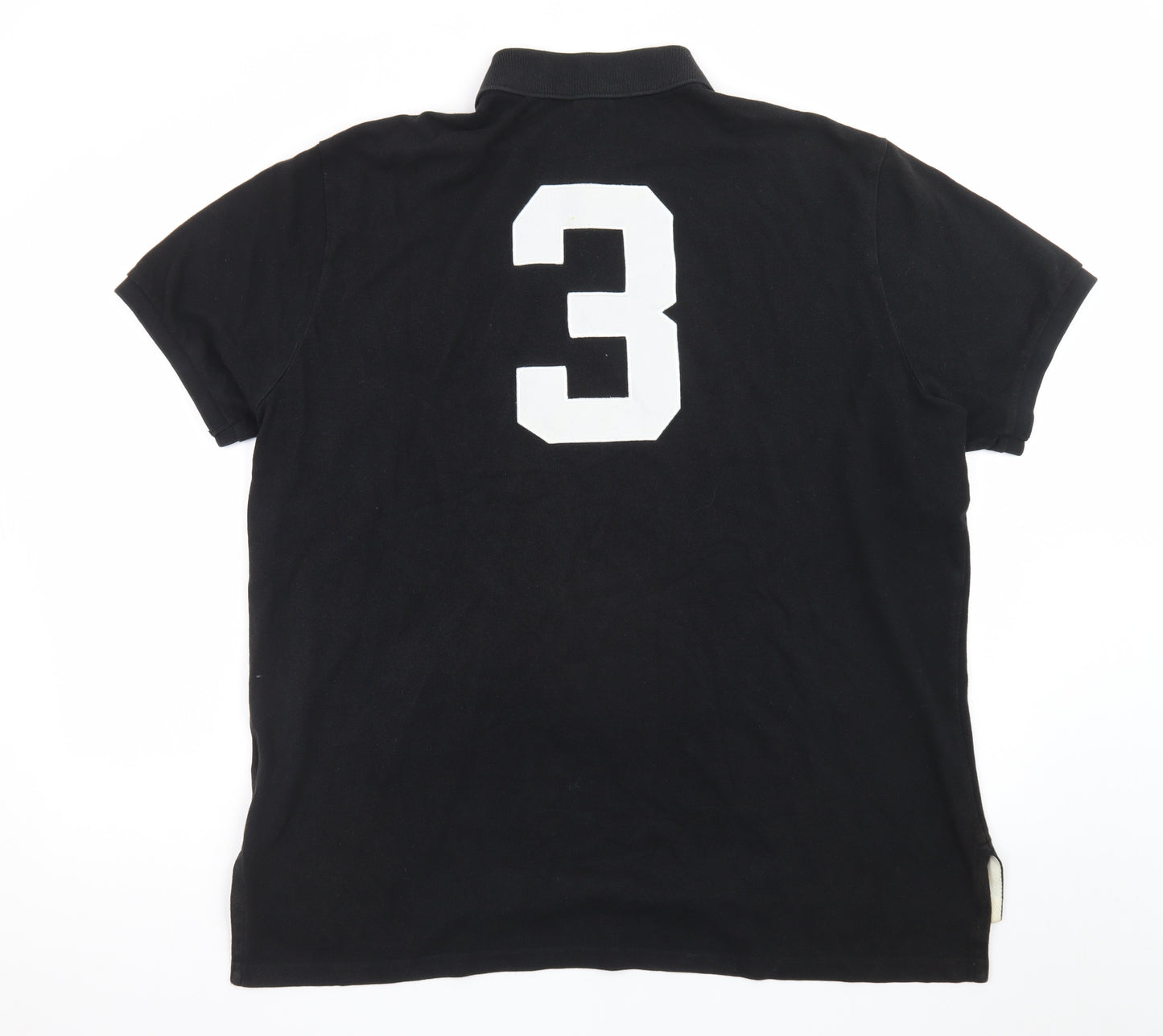 Ralph Lauren Men's Black XL Custom Fit Polo Shirt LXVII Design