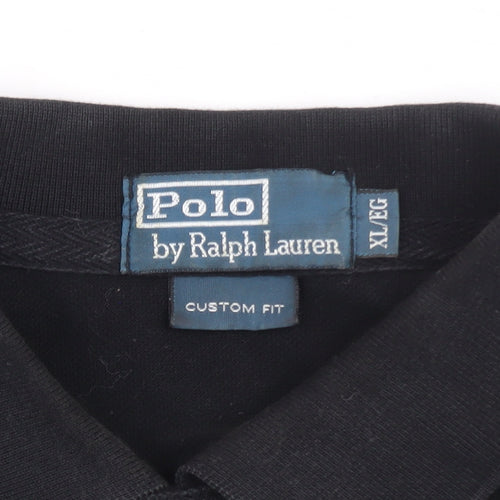 Ralph Lauren Men's Black XL Custom Fit Polo Shirt LXVII Design