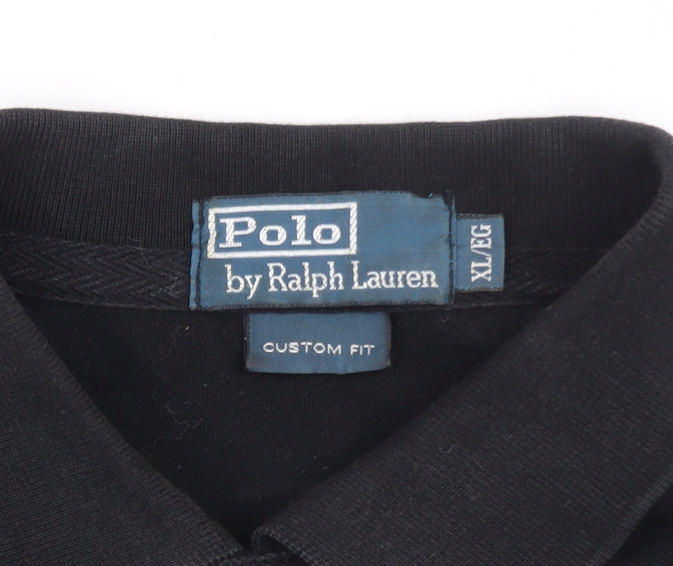 Ralph Lauren Men's Black XL Custom Fit Polo Shirt LXVII Design