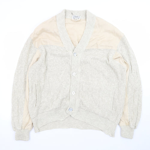 Schiatti & C Old England Napoli Men's Beige XL Linen Cotton Knit Cardigan