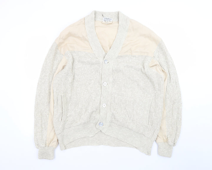 Schiatti & C Old England Napoli Men's Beige XL Linen Cotton Knit Cardigan