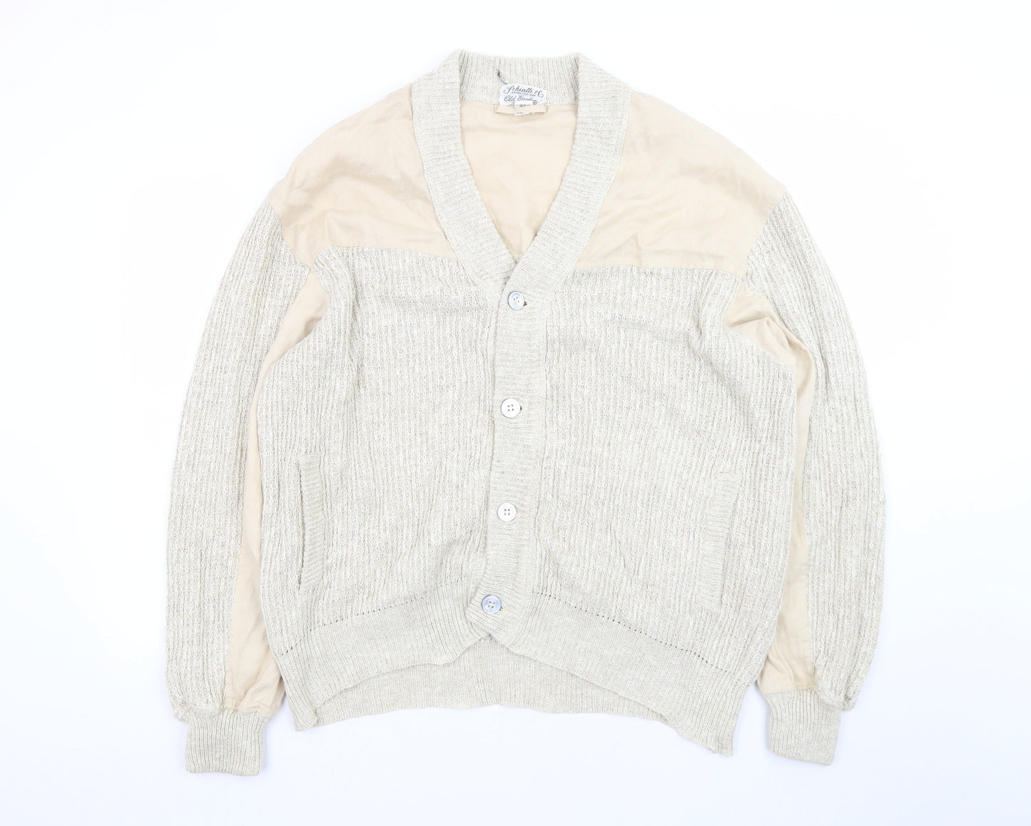 Schiatti & C Old England Napoli Men's Beige XL Linen Cotton Knit Cardigan