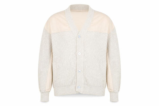 Front view of Schiatti & C Old England Napoli Men's Beige XL Linen Cotton Knit Cardigan