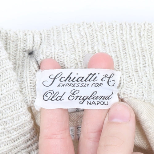 Schiatti & C Old England Napoli Men's Beige XL Linen Cotton Knit Cardigan