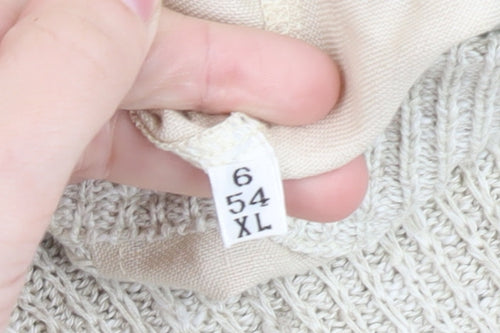 Schiatti & C Old England Napoli Men's Beige XL Linen Cotton Knit Cardigan