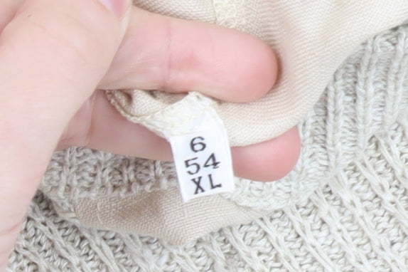 Schiatti & C Old England Napoli Men's Beige XL Linen Cotton Knit Cardigan