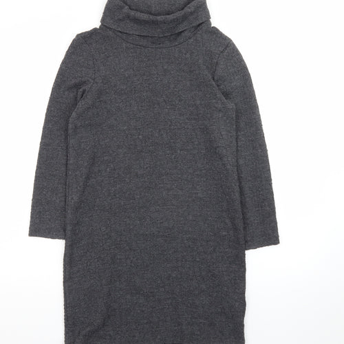 Warehouse Women’s Grey Knit Roll Neck Shift Dress Size 10