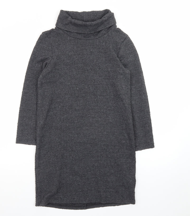 Warehouse Women’s Grey Knit Roll Neck Shift Dress Size 10