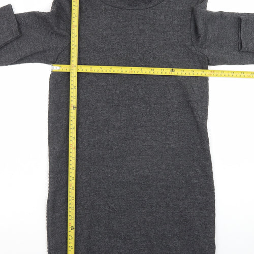 Warehouse Women’s Grey Knit Roll Neck Shift Dress Size 10