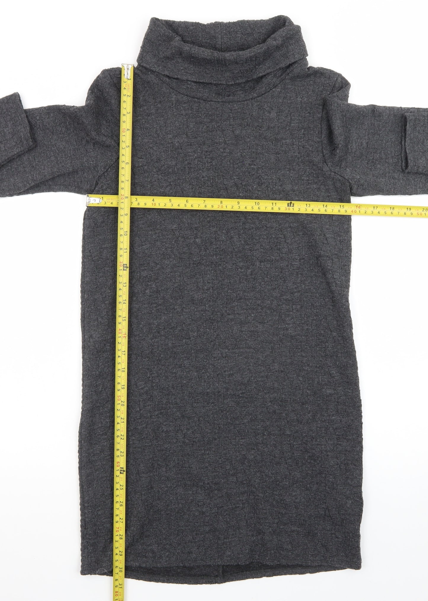 Warehouse Women’s Grey Knit Roll Neck Shift Dress Size 10
