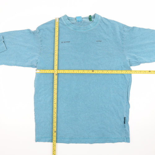 G-Star RAW Men's Blue Long Sleeve Crew Neck Cotton T-Shirt Size S