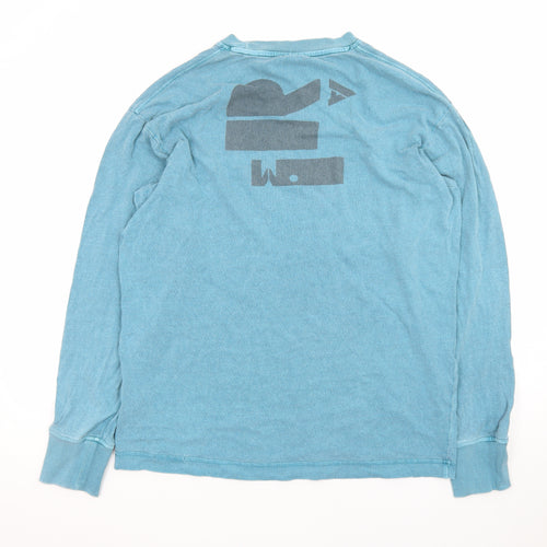 G-Star RAW Men's Blue Long Sleeve Crew Neck Cotton T-Shirt Size S