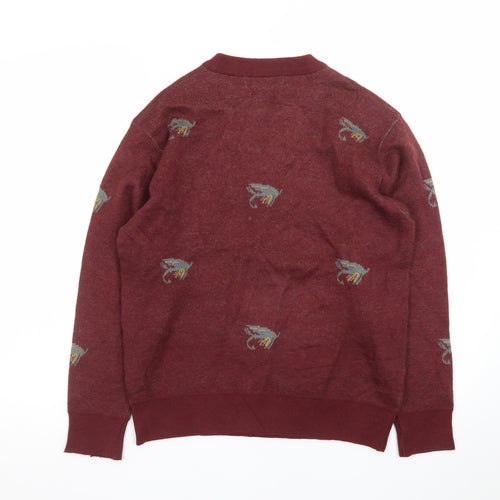 Golden Bear Men’s Red Wool Animal Knit Pullover Jumper L