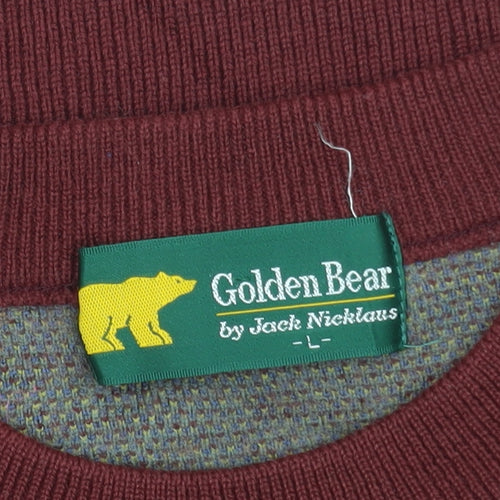 Golden Bear Men’s Red Wool Animal Knit Pullover Jumper L