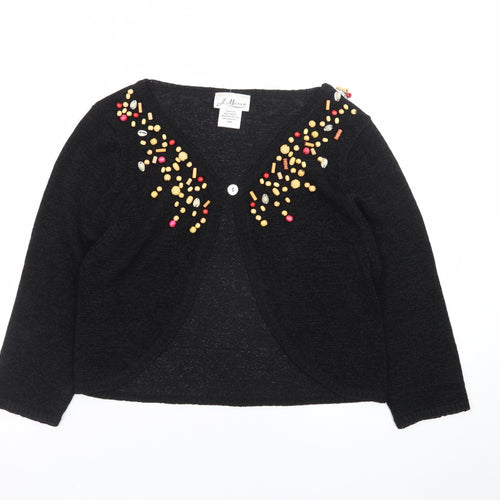 J. Marco Women's Black Beaded Knit Cardigan Size S
