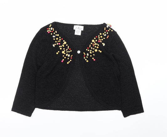 J. Marco Women's Black Beaded Knit Cardigan Size S