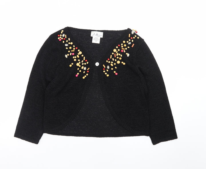 J. Marco Women's Black Beaded Knit Cardigan Size S