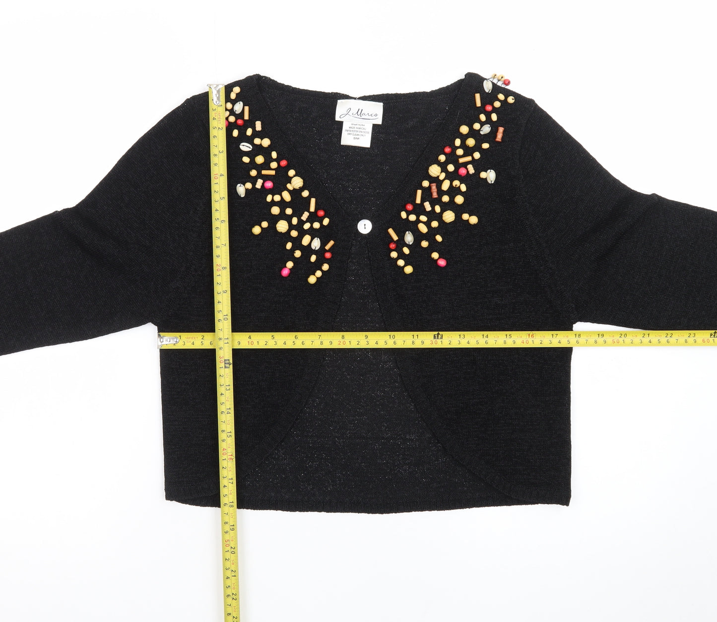 J. Marco Women's Black Beaded Knit Cardigan Size S