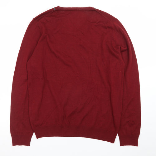 APT.9 Men's Red Argyle V-Neck Knit Pullover Jumper Size L