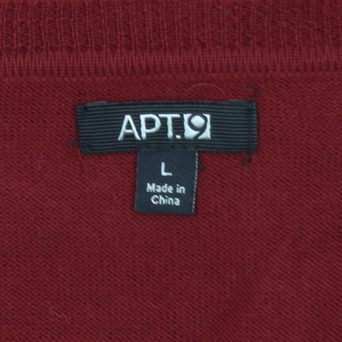 APT.9 Men's Red Argyle V-Neck Knit Pullover Jumper Size L
