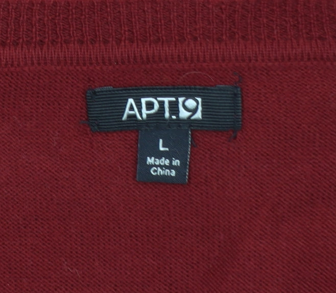 APT.9 Men's Red Argyle V-Neck Knit Pullover Jumper Size L