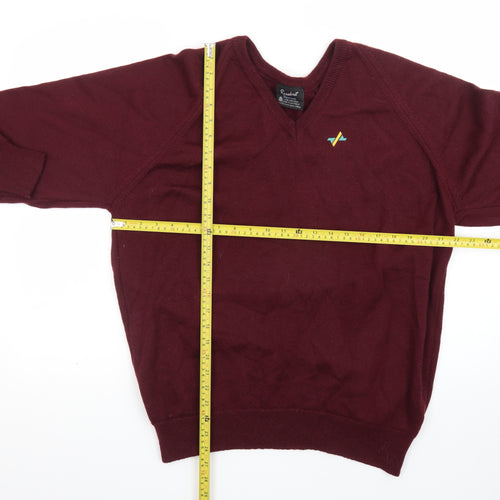 Resaknit Men Red Wool V-Neck Pullover Jumper XL