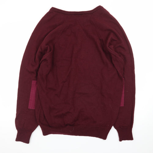 Resaknit Men Red Wool V-Neck Pullover Jumper XL