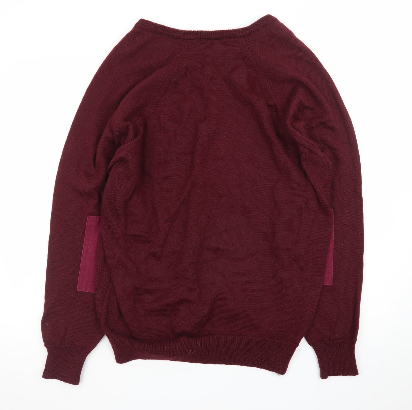 Resaknit Men Red Wool V-Neck Pullover Jumper XL