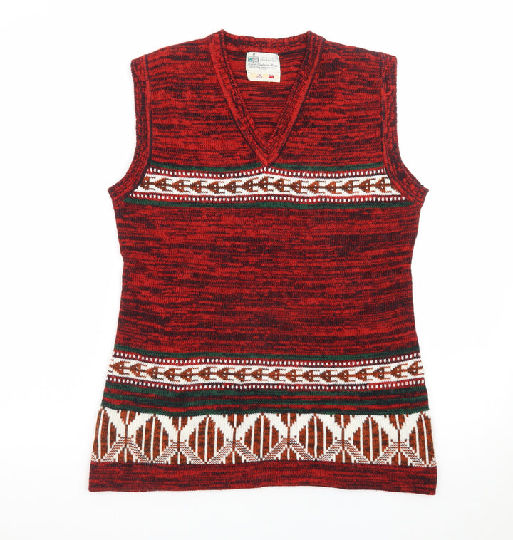 Kmart Men’s Red Fair Isle Knit Sleeveless Vest Jumper Size L