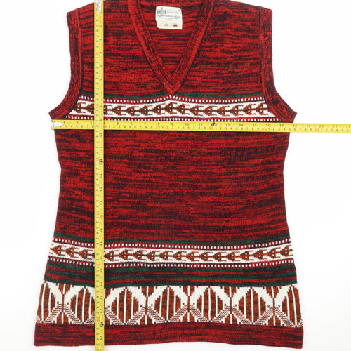 Kmart Men’s Red Fair Isle Knit Sleeveless Vest Jumper Size L