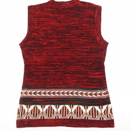 Kmart Men’s Red Fair Isle Knit Sleeveless Vest Jumper Size L