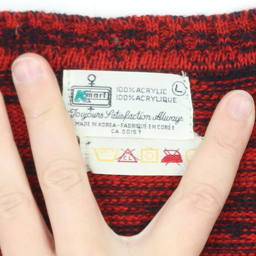 Kmart Men’s Red Fair Isle Knit Sleeveless Vest Jumper Size L