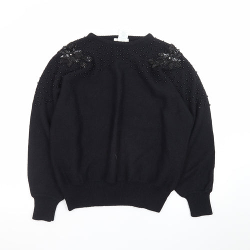 Marks and Spencer Women’s Black Beaded Knit Jumper Size 14/16