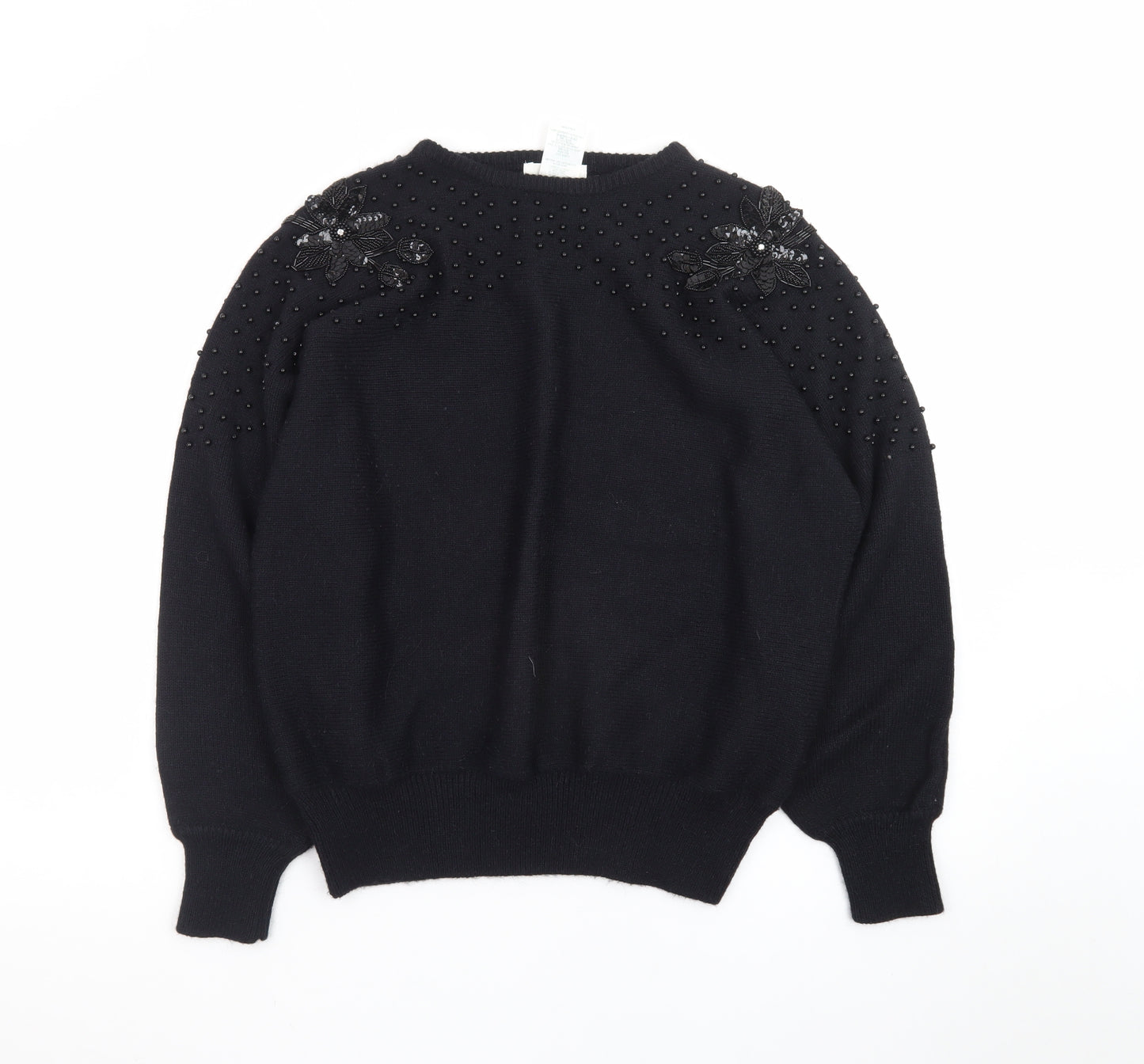 Marks and Spencer Women’s Black Beaded Knit Jumper Size 14/16