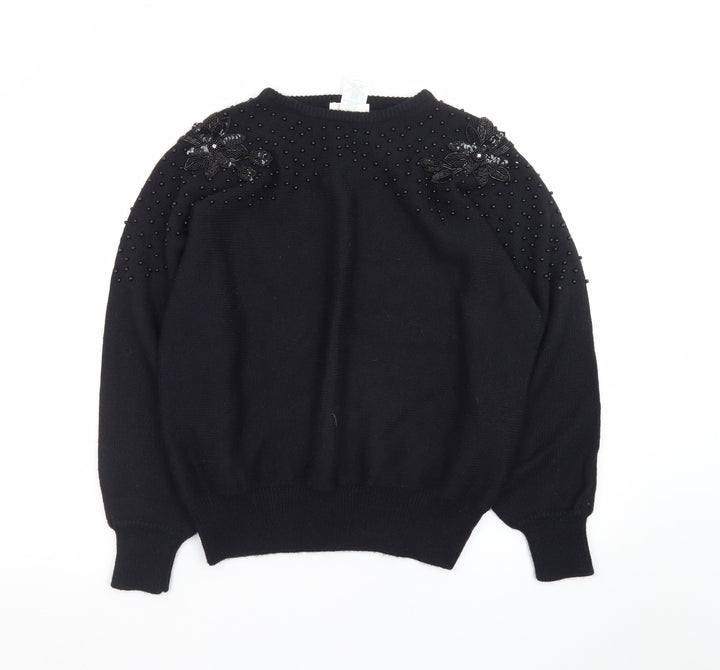 Marks and Spencer Women’s Black Beaded Knit Jumper Size 14/16