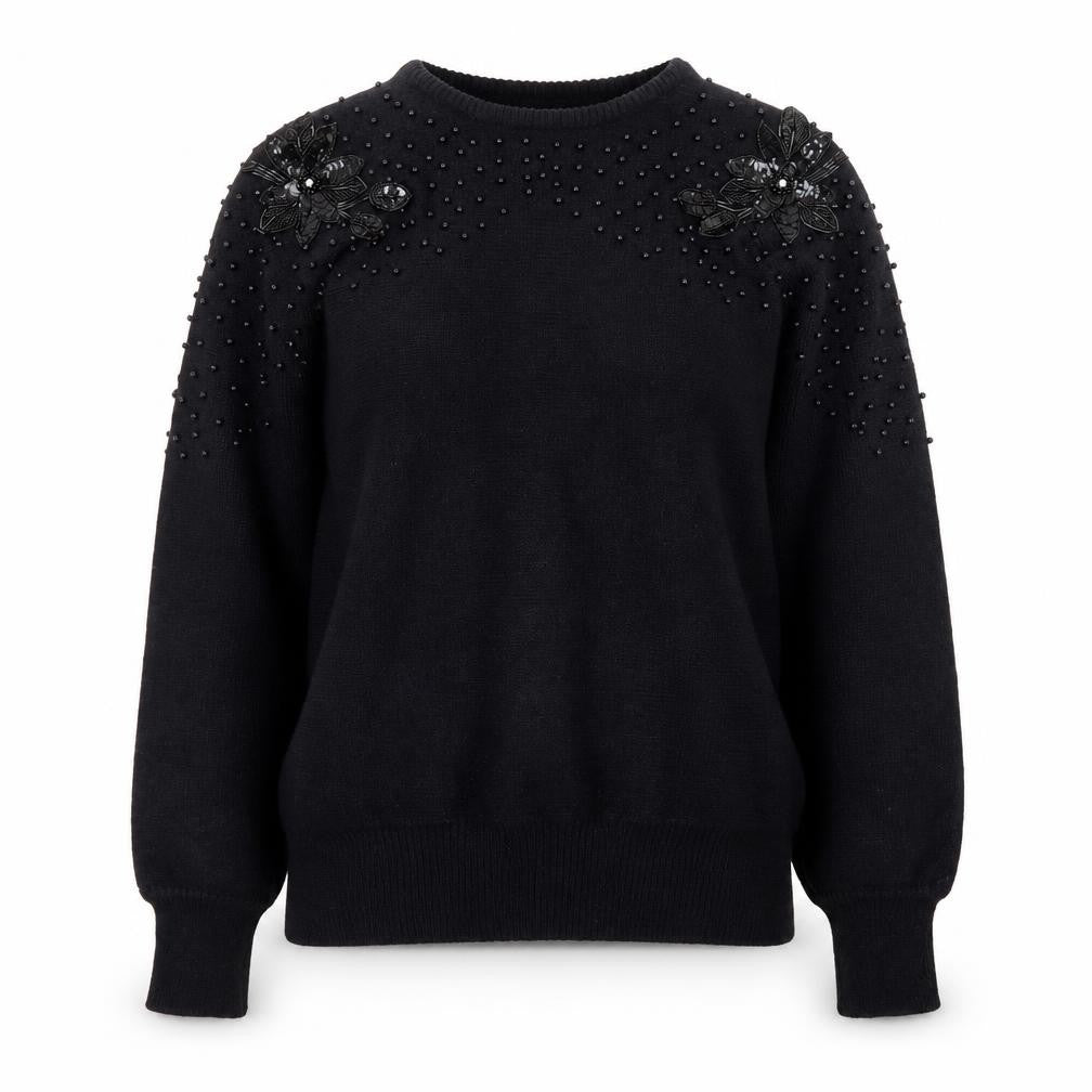 Marks and Spencer Women’s Black Beaded Knit Jumper Size 14/16