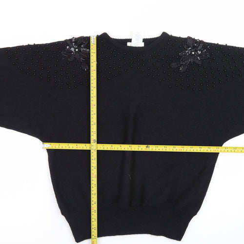 Marks and Spencer Women’s Black Beaded Knit Jumper Size 14/16