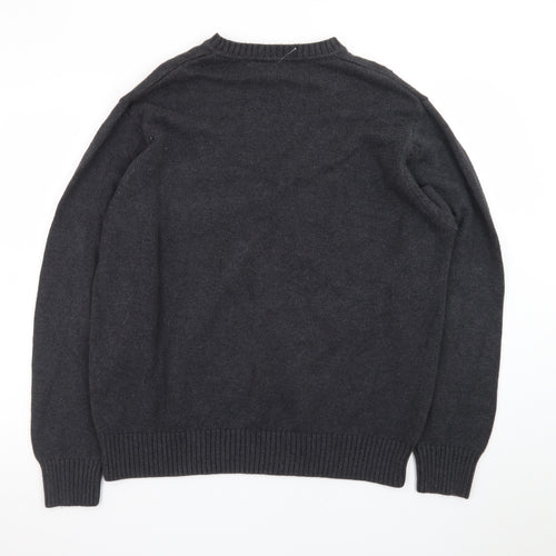 Dockers Men’s Grey Argyle Cotton Jumper XL Crew Neck Sweater